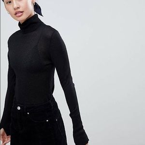 ASOS Lightweight Black Knit Long Sleeve Turtleneck Size 14